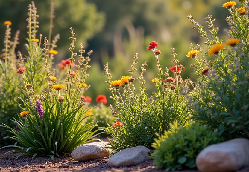 Jardín con plantas nativas de Santa Fe y fauna local